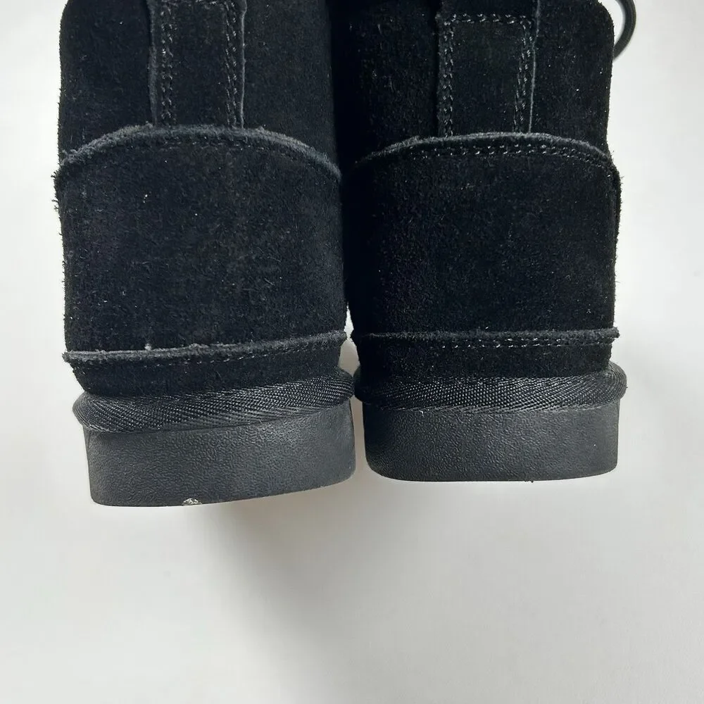 Vepose Black Suede & Faux Fur Snow Winter Boots w/ Ice Cleats Warm Womens Size 8